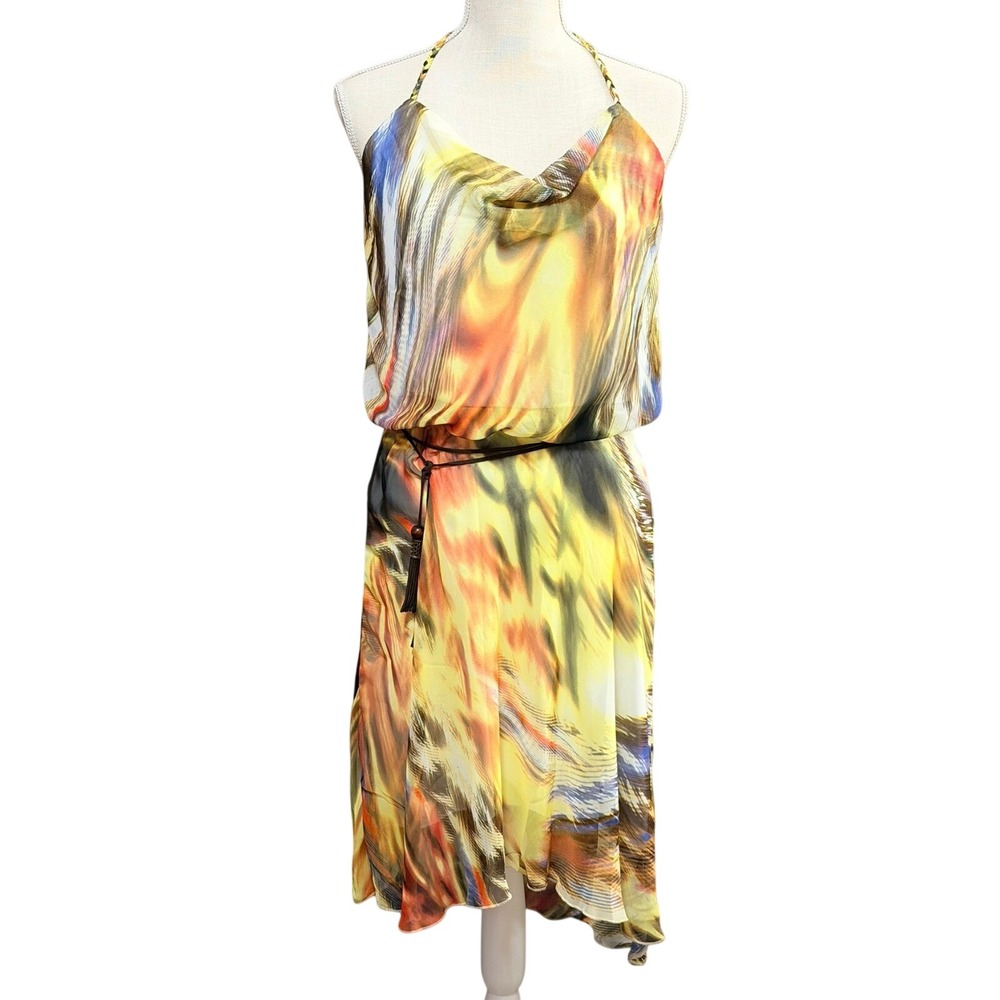Y2K Speechless Tropical Halter Dress Sz Lg‎ Handkerchief Hem Lightweight Boho